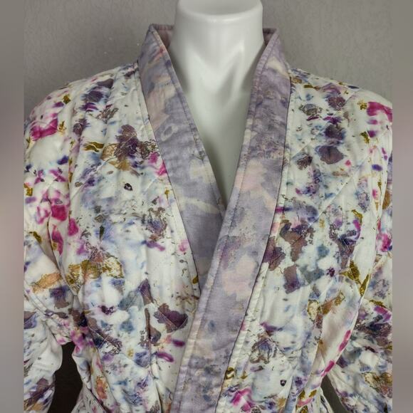 J. Crew X Flora Obscura Floral Quilted Reversible Wrap Jacket PrimaLoft Size L - Picture 12 of 16